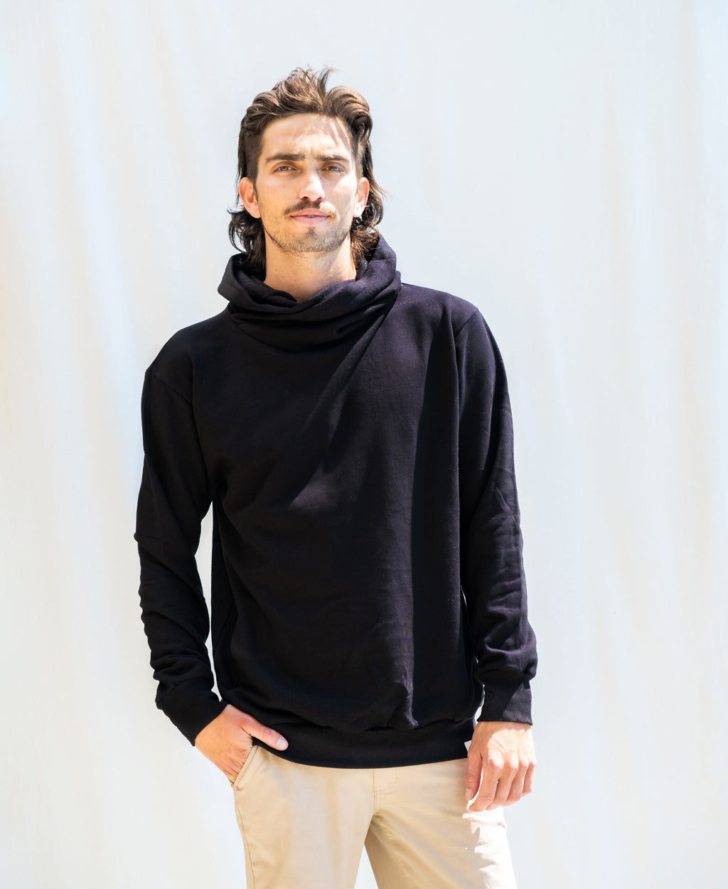 Black cowl neck hoodie sale